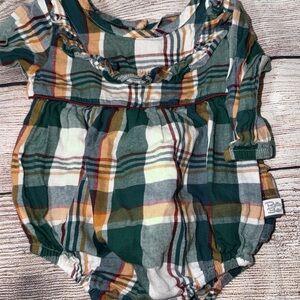 Plaid Baby Bodysuit - Green, White, and Brown